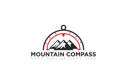 mountain compass logo and icon vector illustration design template