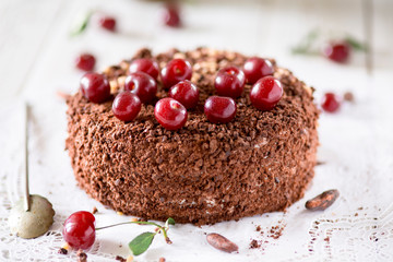 Cheesecake with sweet fresh cherry.