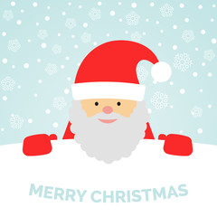 Greeting card with Santa Claus and falling snow