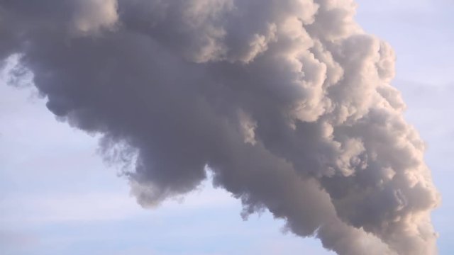 Factory plant smoke stack over blue sky background 007