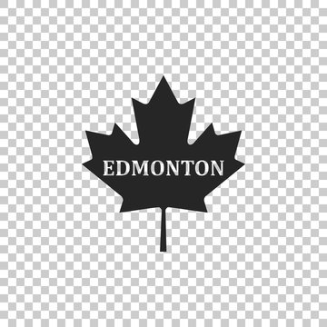 Canadian maple leaf with city name Edmonton icon isolated on transparent background. Flat design. Vector Illustration