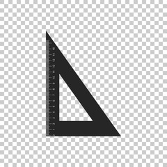 Triangular ruler icon isolated on transparent background. Straightedge symbol. Geometric symbol. Flat design. Vector Illustration