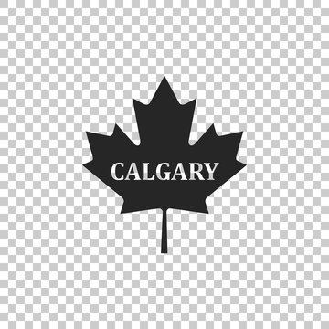 Canadian maple leaf with city name Calgary icon isolated on transparent background. Flat design. Vector Illustration