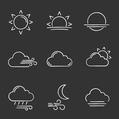 Weather forecast chalk icons set