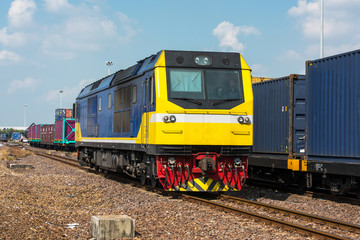 Fototapeta na wymiar Diesel-electric locomotive trucks Freight Train