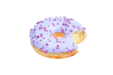 Sweet tasty donut isolated on white.