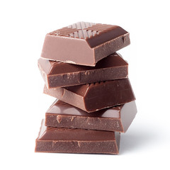 dark chocolate bar on white background