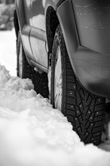 car tire in snow