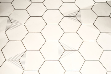 Abstract background with mesh of cells in shape of hexagon on white backdrop