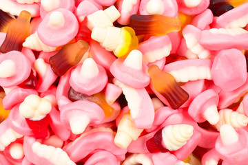 Fototapeta premium Assorted gummy candies. Top view. Jelly sweets.