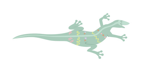 Stylized lizard isolated on white background. Tribal flat reptile with ornament.