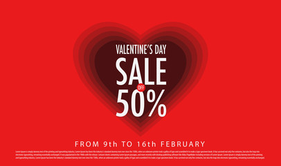 Valentine's Day Sale Background with Hearts. Vector Illustration