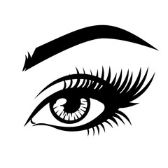 Eyelash extension logo. Vector illustration of eye with eyelashes