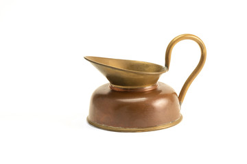 Old Brass Gravy Boat Isolated