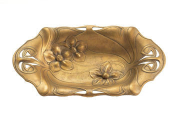 Retro Decorative Brass Dish Isolated
