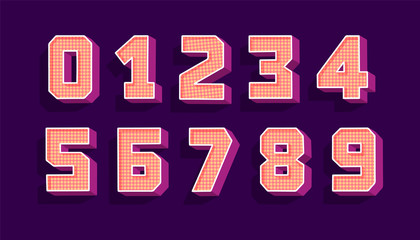 Modern numbers 3d, great design for any purposes. Template for holiday banner. Isolated vector illustration. Retro style.
