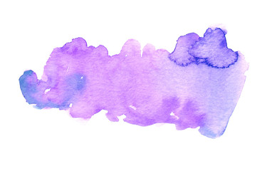 Watercolor hand-painted blue purple abstract stain illustration on white background