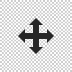 Arrows in four directions icon isolated on transparent background. Flat design. Vector Illustration