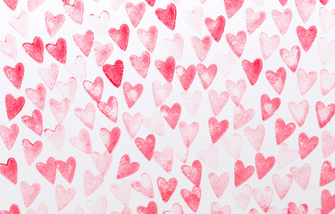 Abstract watercolor red, pink heart background. Concept love, valentine day greeting card.