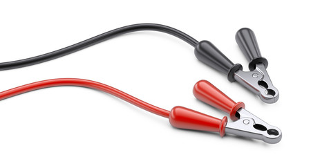 Jumper cable for car battery. Power supply wire.