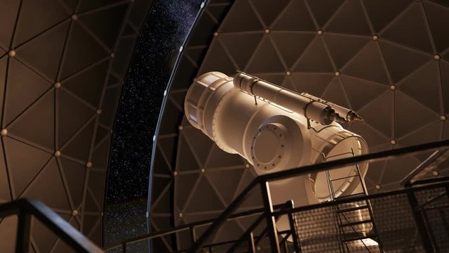 Modern telescope starts tracking the star while the dome door opens. 4KHD