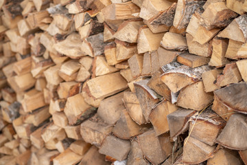 split firewood stacked