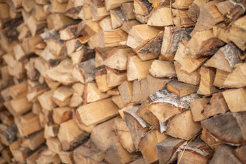 split firewood stacked