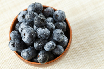 wet blueberries in a plate
