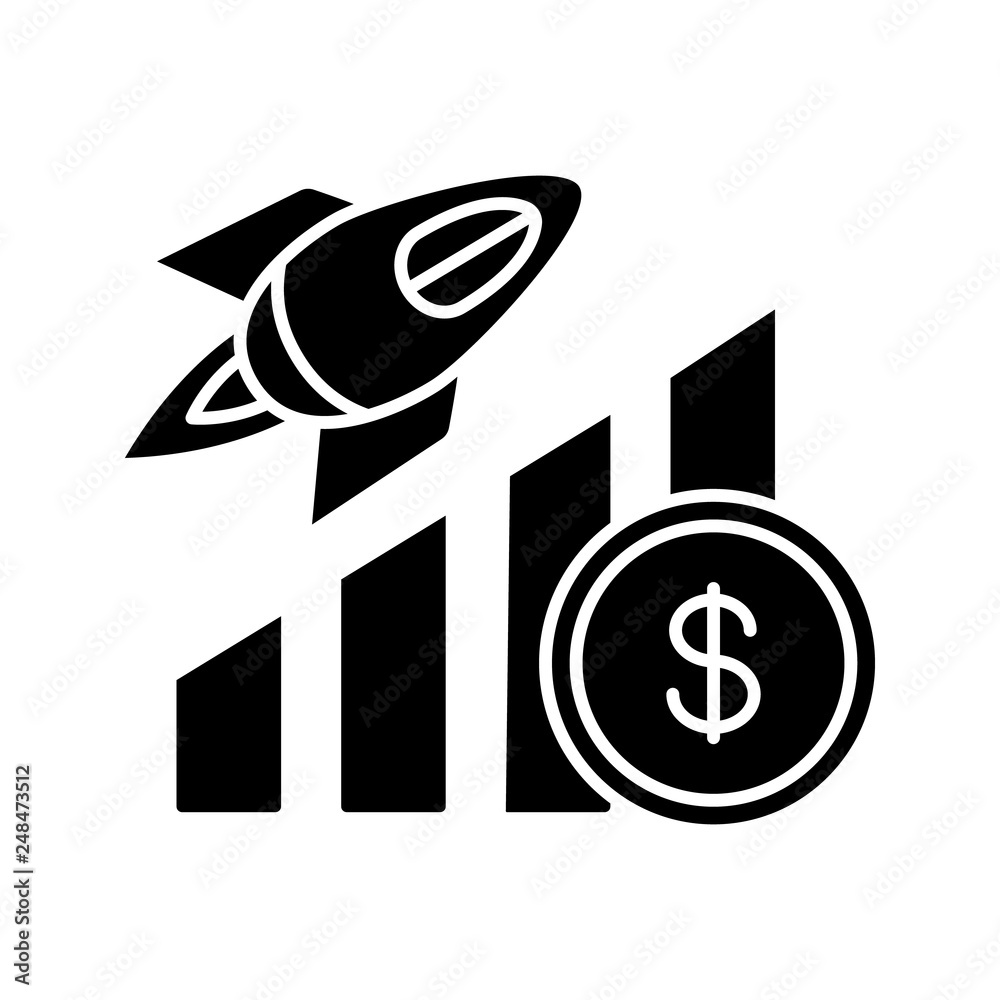 Sticker business growth glyph icon