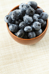 blueberries in a plate top view