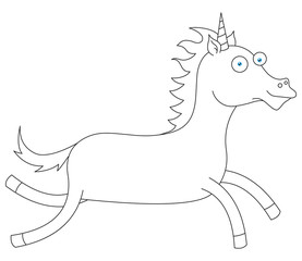 line drawing of happy unicorn