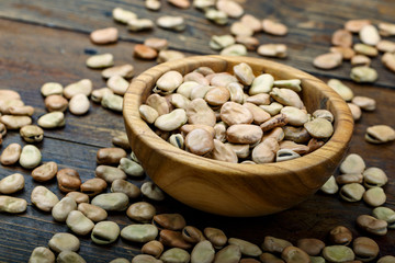 dry beans scattered on the table