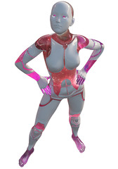 Android Female Pink and White High Tech Modern Beauty Artificial Intelligence 3D Illustration