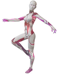 Android Female Pink and White High Tech Modern Beauty Artificial Intelligence 3D Illustration