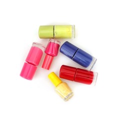 Nail polishes bottles isolated on white background