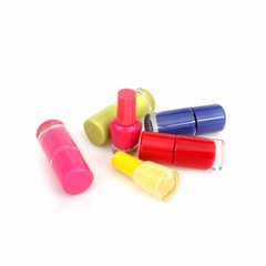 Nail polishes bottles isolated on white background
