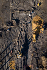 Aerial view. Construction site shot from above. Industrial place. Photo captured with drone.