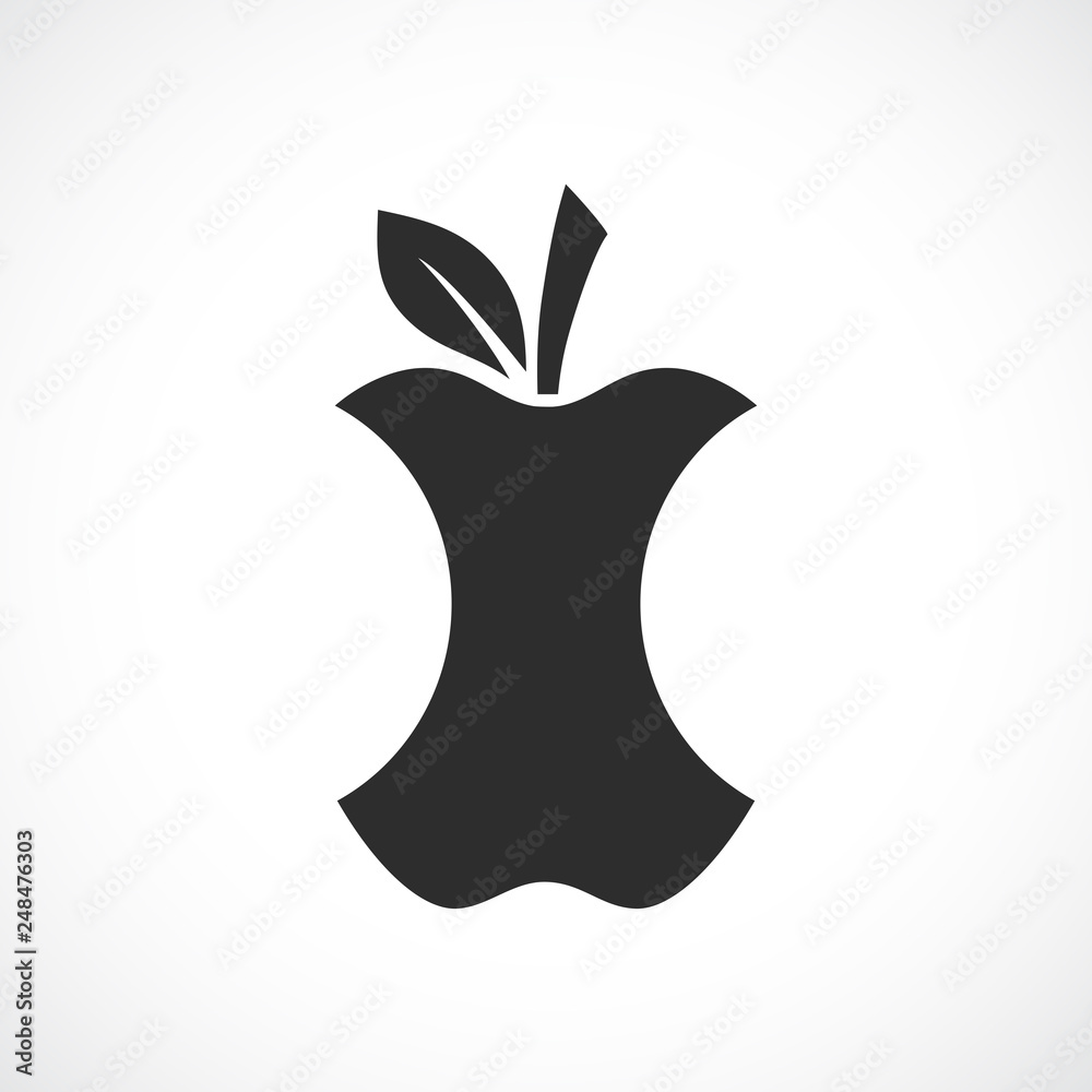 Wall mural apple core silhouette icon - Wall murals