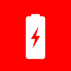 Battery vector icon on red background