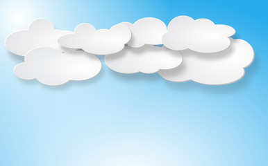 Clouds set isolated on blue background. Collection of clouds for web site, poster, placard and wallpaper.