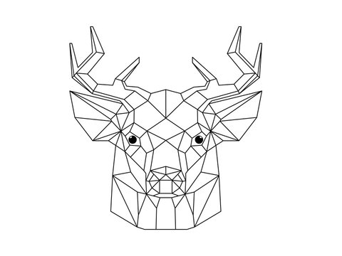 Origami like geometric deer head illustration vector