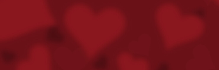 Herzen rot Hintergrund, Banner, Panorama unscharf, weich f&uuml;r Valentinstag, Liebe