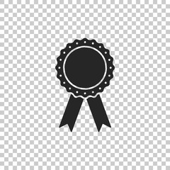 Medal badge with ribbons icon isolated on transparent background. Flat design. Vector Illustration