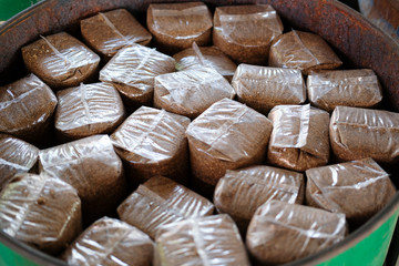 artificial substrate in bag for growing mushroom in farm