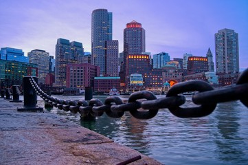 View of downtown Boston from seaport