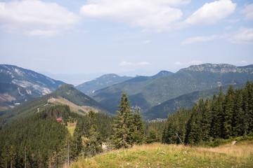 View from Mount Chopok in Sunny Day, ski resort Jasna, Low Tatras National Park in Slovak Republic