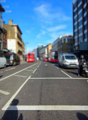 Fototapeta na wymiar London street in perspective, blurry background