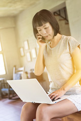 woman working at home