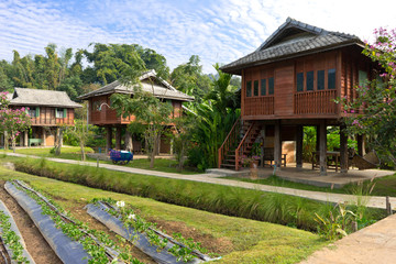 Maison anciennes sur pilotis Thaïlande