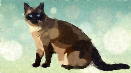 silhouette of cat retro, vintage style